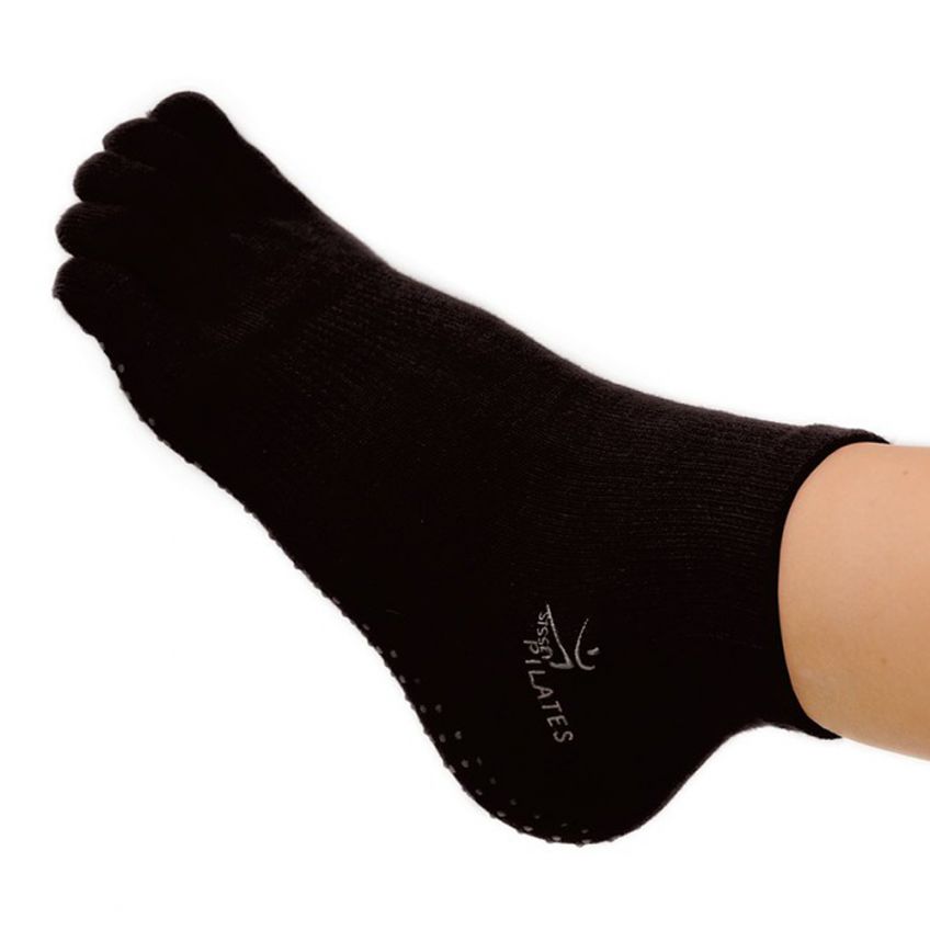Pilates Socks L/XL (UK shoe 7-11) Cotton Fabric -Black